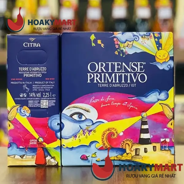 RƯỢU VANG BỊCH ORTENSE PRIMITIVO 2,25L =>RẺ NHẤT