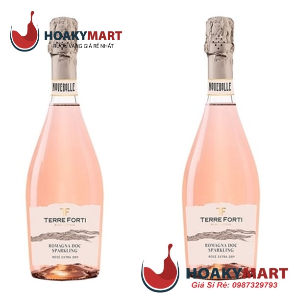 VANG HỒNG Ý TERRE FORTI NOVEBOLLE ROSÉ SPARKLING EXTRA DRY ROMAGNA