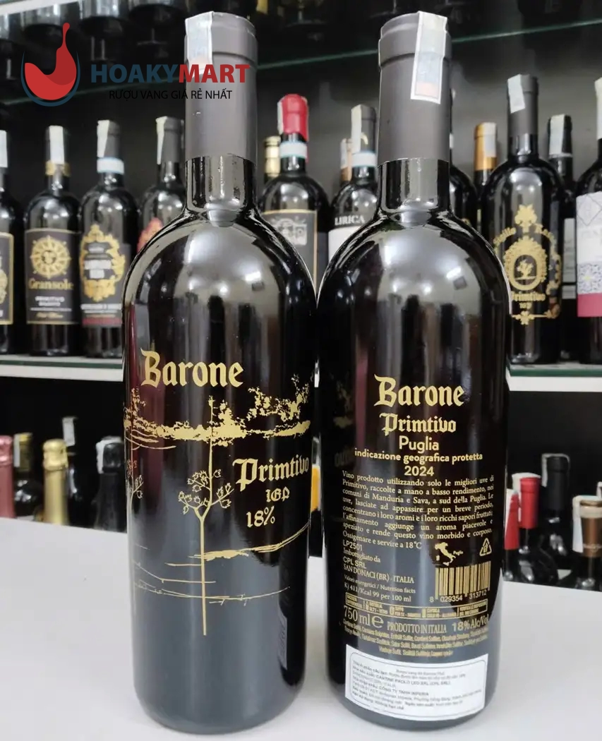 RƯỢU VANG Ý 18 ĐỘ BARONE PRIMITIVO GIÁ RẺ NHẤT