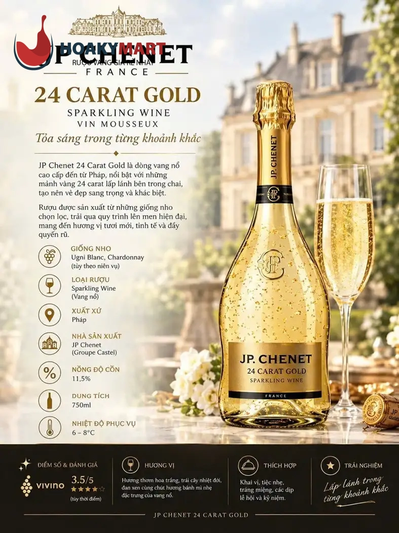 VANG NỔ PHÁP JP CHENET 24 CARAT GOLD RẺ NHẤT