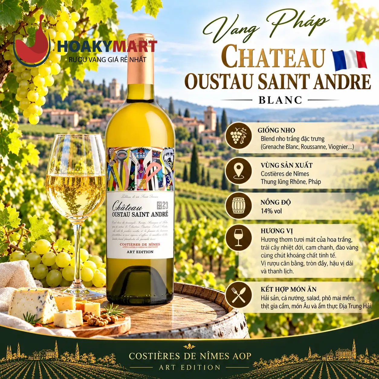 VANG TRẮNG CHATEAU OUSTAU SAINT ANDRE BLANC