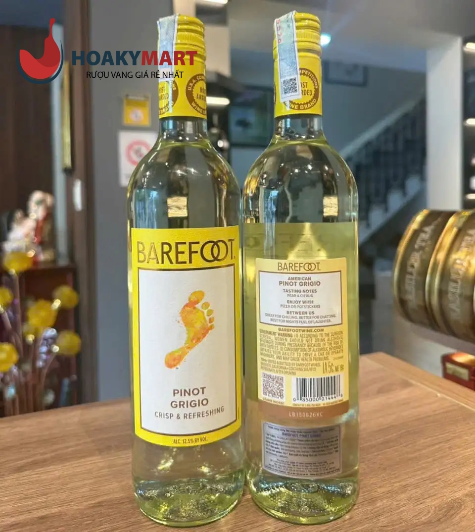 RƯỢU VANG MỸ BAREFOOT PINOT GRIGIO RẺ ƯU ĐÃI