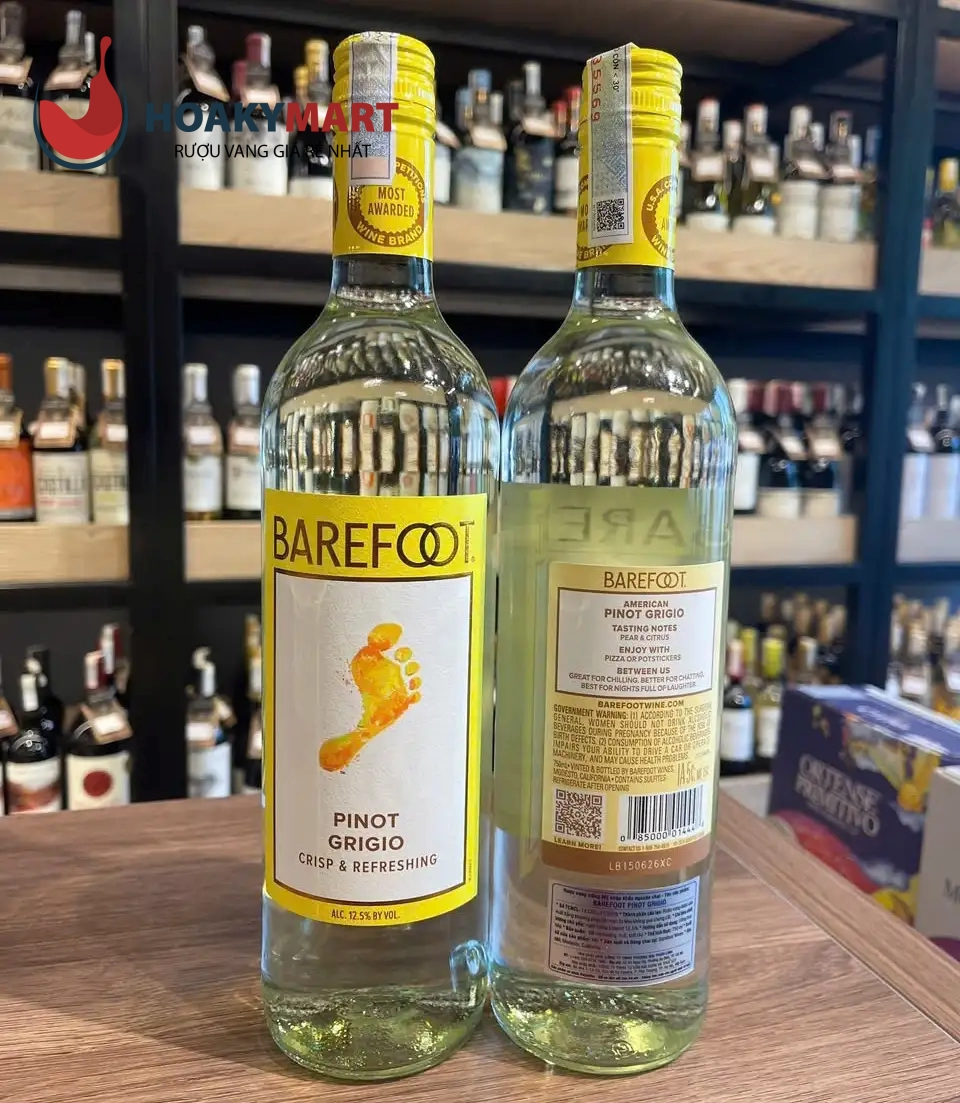 RƯỢU VANG MỸ BAREFOOT PINOT GRIGIO RẺ ƯU ĐÃI
